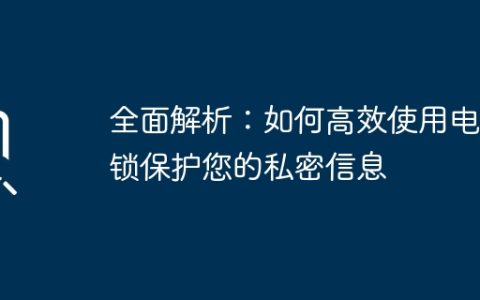 全面解析：如何高效使用电脑锁保护您的私密信息