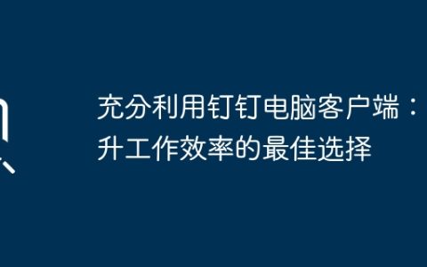 充分利用钉钉电脑客户端：提升工作效率的最佳选择