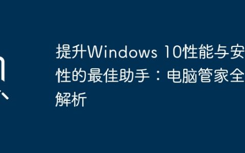提升Windows 10性能与安全性的最佳助手：电脑管家全解析