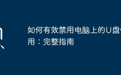 如何有效禁用电脑上的U盘使用：完整指南