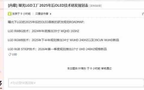LG 显示 2025 年后 OLED 研发路线图曝光：34 英寸 WUHD 240Hz 下半年亮相