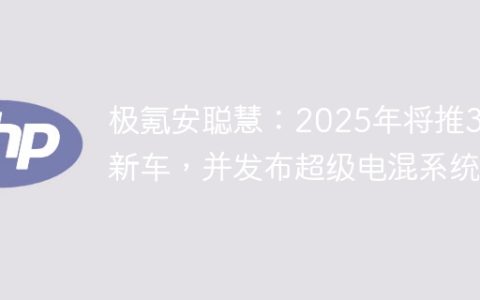 极氪安聪慧：2025年将推3款新车，并发布超级电混系统