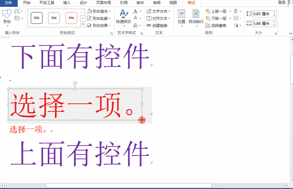 word中如何设置不打印插入的控件?