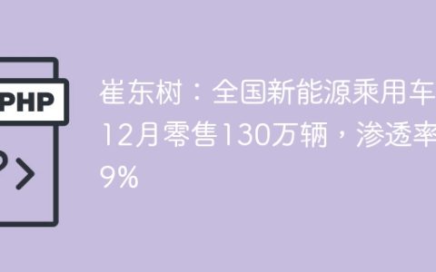 崔东树：全国新能源乘用车12月零售130万辆，渗透率49%