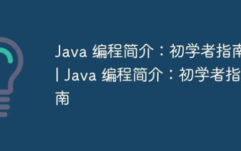 Java 编程简介：初学者指南 | Java 编程简介：初学者指南