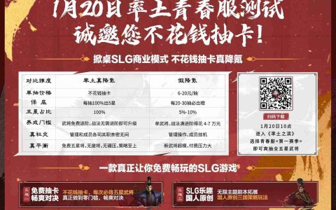 《率土之滨》不花钱抽卡青春服，掀桌测试定档1月20日