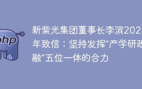 新紫光集团董事长李滨2025新年致信：坚持发挥“产学研政融”五位一体的合力