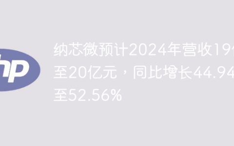纳芯微预计2024年营收19亿至20亿元，同比增长44.94%至52.56%