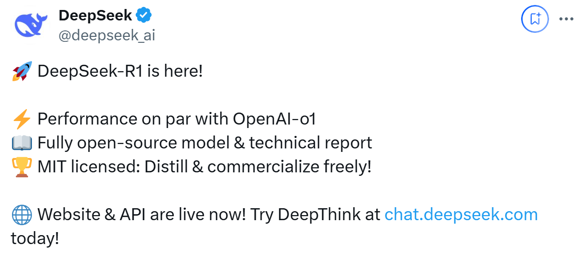 DeepSeek-R1 最新发布,剑指 OpenAI o1