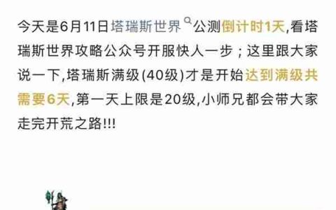《塔瑞斯世界》开服第一天开荒玩法指南