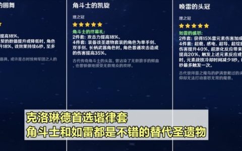 《原神》克洛琳德圣遗物词条及套装选择指南