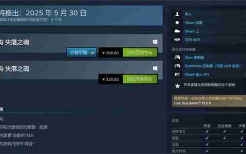 《失落之魂》Steam国区售价268元 最低需GTX 1060