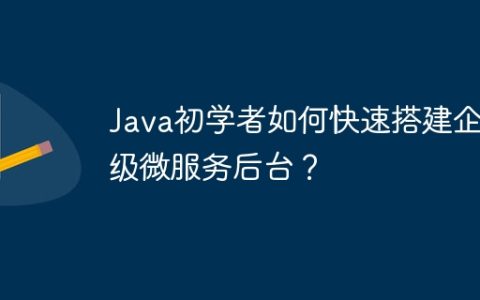 Java初学者如何快速搭建企业级微服务后台？