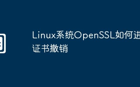 Linux系统OpenSSL如何进行证书撤销
