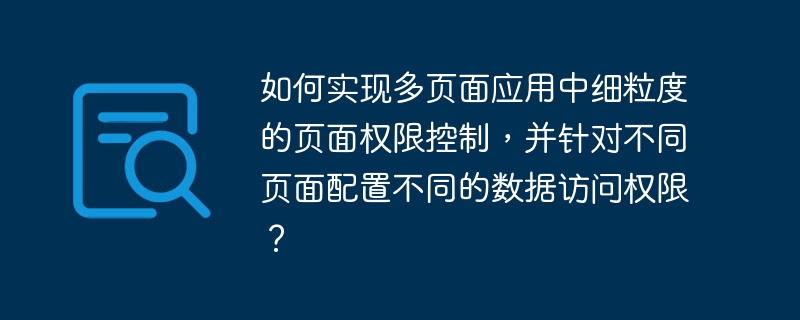如何实现多页面应用中细粒度的页面权限控制,并针对不同页面配置不同的数据访问权限?