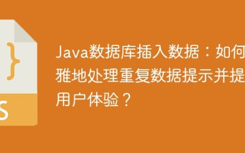 Java数据库插入数据：如何优雅地处理重复数据提示并提升用户体验？