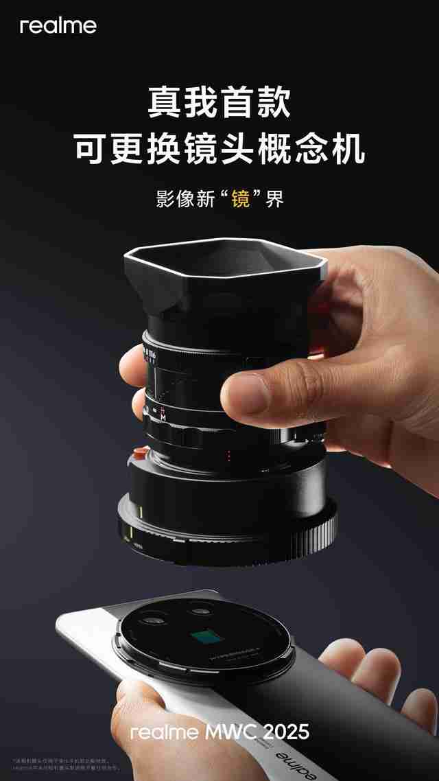 真我首款可更换镜头概念机亮相MWC 2025,10倍无损光学变焦
