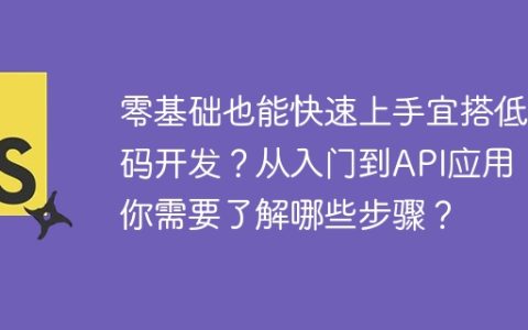 零基础也能快速上手宜搭低代码开发？从入门到API应用，你需要了解哪些步骤？