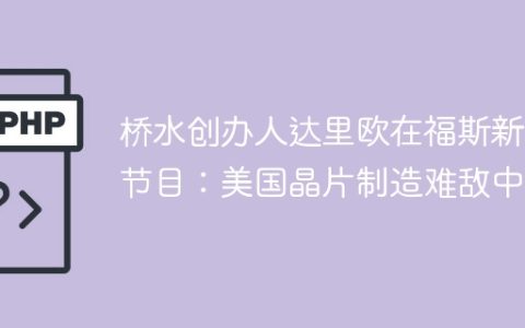 桥水创办人达里欧在福斯新闻节目：美国晶片制造难敌中国