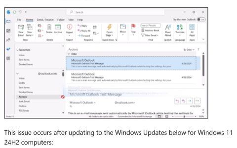 Win11 24H2 更新导致经典版 Outlook 拖拽失效：2 月可选更新已修