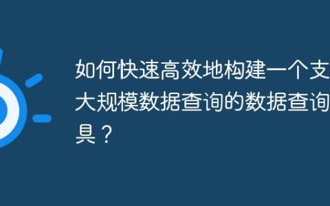 如何快速高效地构建一个支持大规模数据查询的数据查询工具？