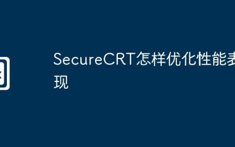 SecureCRT怎样优化性能表现