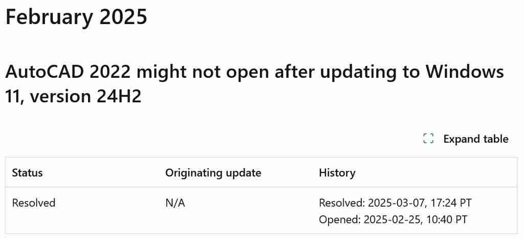 Autodesk 发布 AutoCAD 2022 更新,修复不兼容 Win11 24H2 的问