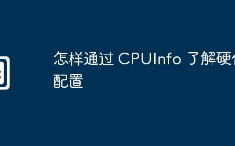怎样通过 CPUInfo 了解硬件配置