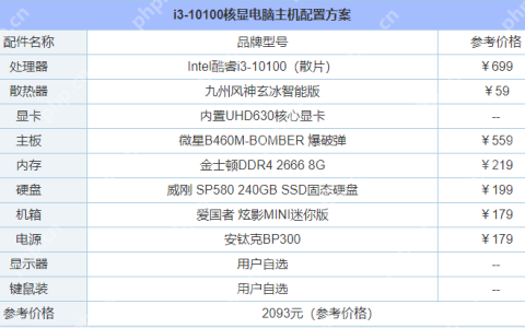 适合家用和办公的组装电脑配置推荐
