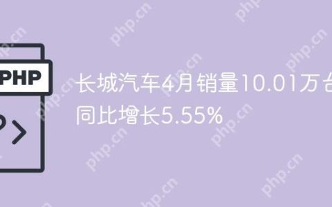 长城汽车4月销量10.01万台 同比增长5.55%