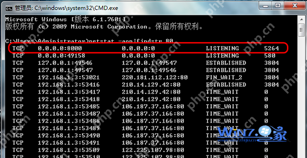 win7电脑遇到端口被占用的情况该如何查看并将其关闭