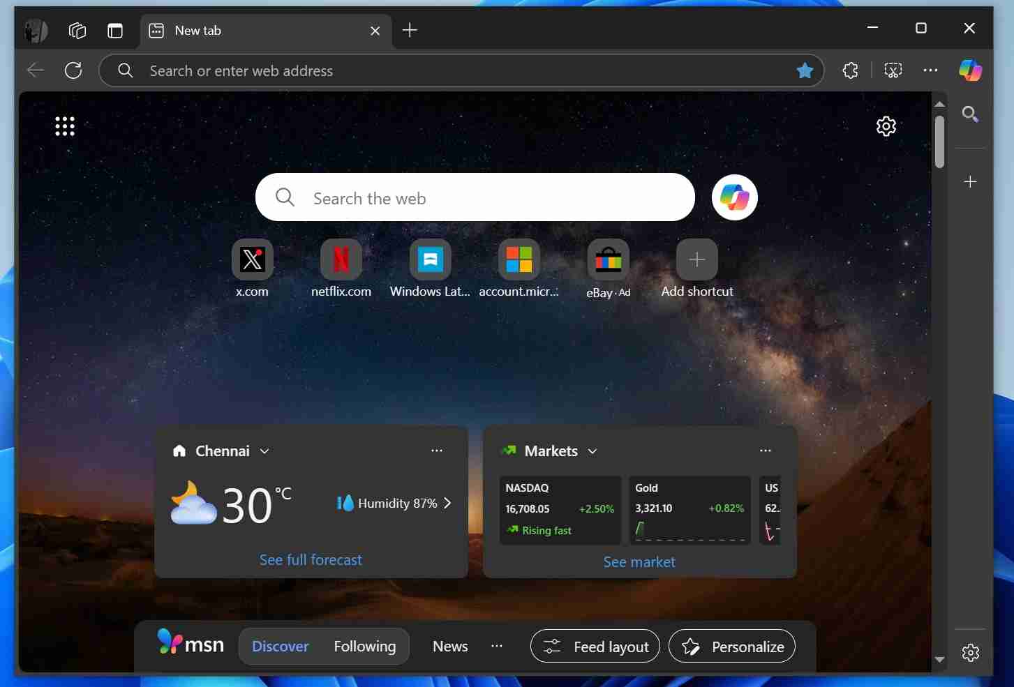 微软改造 Edge 浏览器新标签页:深度集成 Copilot AI