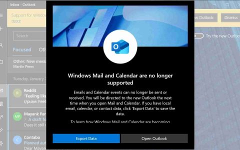 微软 Win11 原生邮件和日历已无法同步 Outlook、Hotmail 账号：