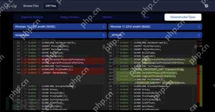 如何使用WinDiff浏览和对比Windows源代码中的符号和系统调用信息