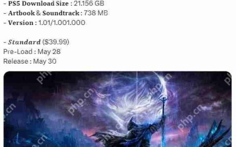《艾尔登法环：黑夜君临》PS4/5版容量曝光 不到22GB