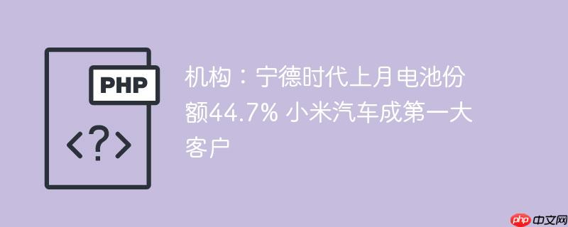 机构：宁德时代上月电池份额44.7% 小米汽车成第一大客户