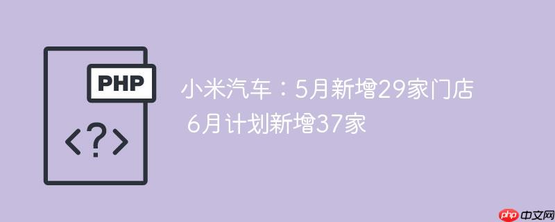 小米汽车:5月新增29家门店 6月计划新增37家