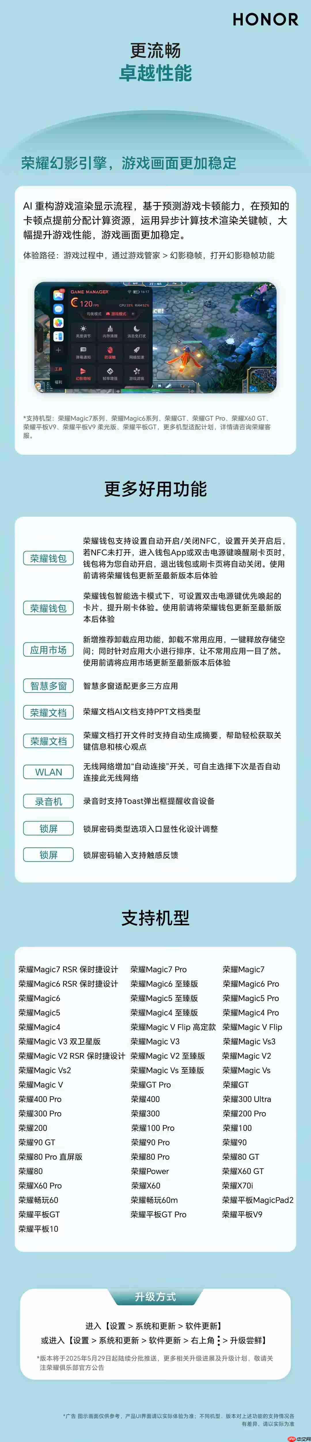荣耀手机推出2025年第五波体验升级,适配超50款机型
