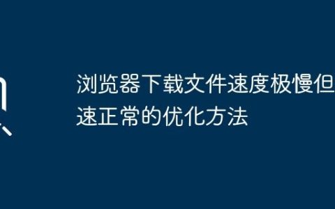 浏览器下载文件速度极慢但网速正常的优化方法