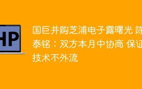 国巨并购芝浦电子露曙光 陈泰铭：双方本月中协商 保证技术不外流