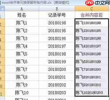 excel合并单元格保留所有内容图文教程