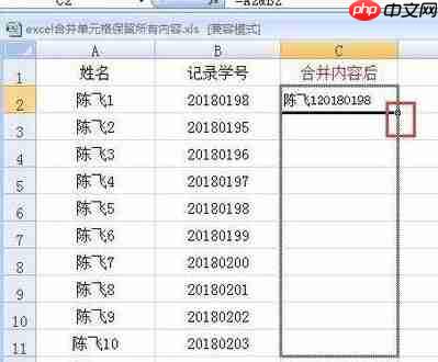 excel合并单元格保留所有内容图文教程