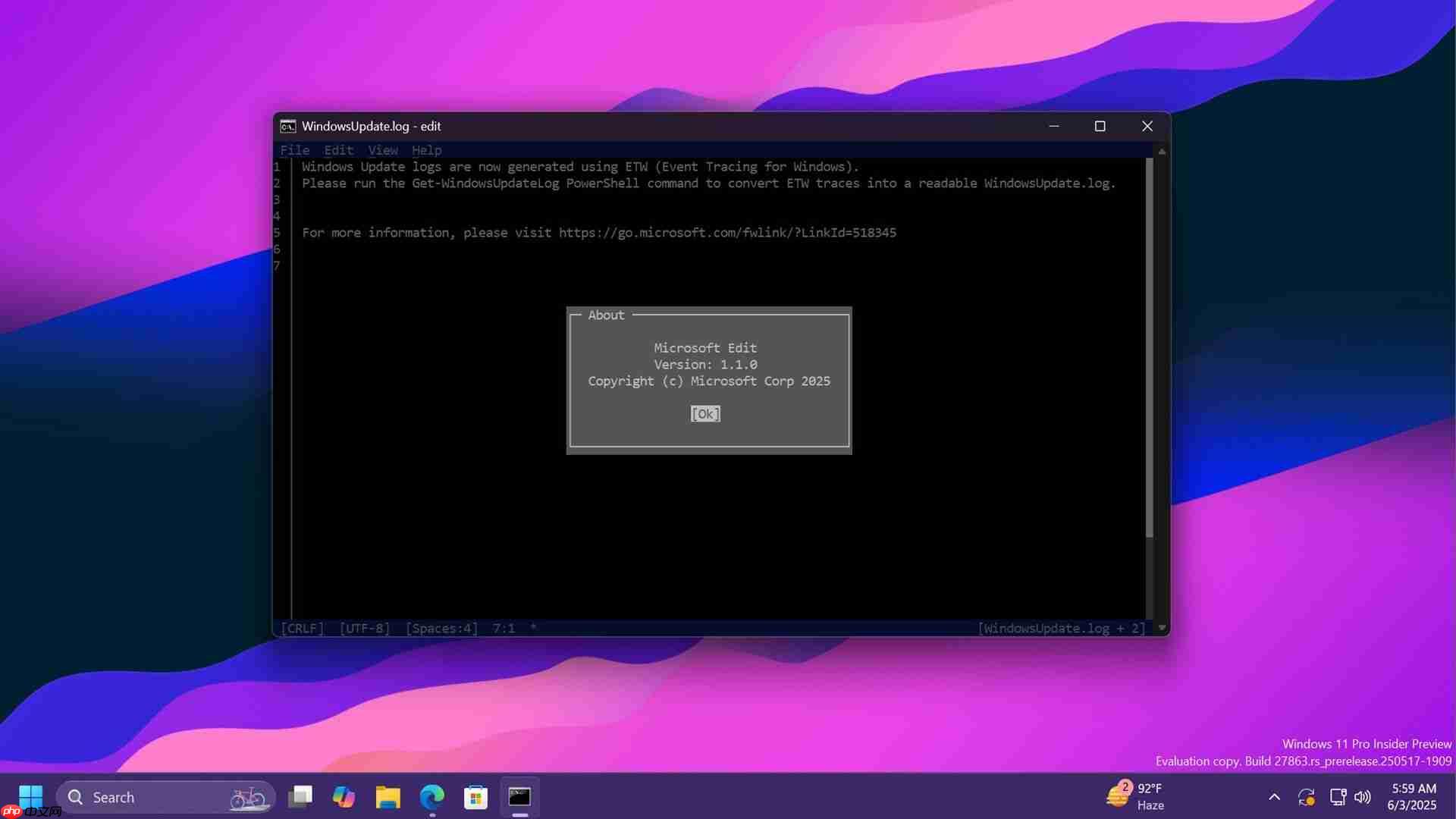 Edit 将成 Win11 默认命令行文本编辑器,不会取代记事本,仅 230