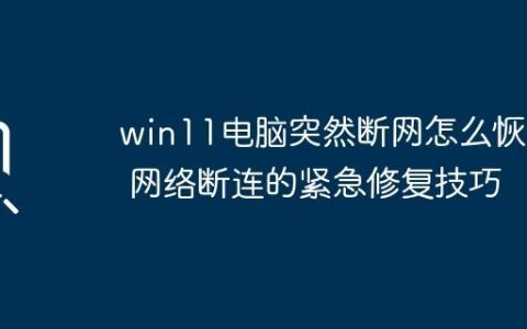 win11电脑突然断网怎么恢复 网络断连的紧急修复技巧