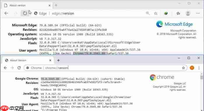 Win10 Edge浏览器稳定版版本号和Chrome稳定版相同