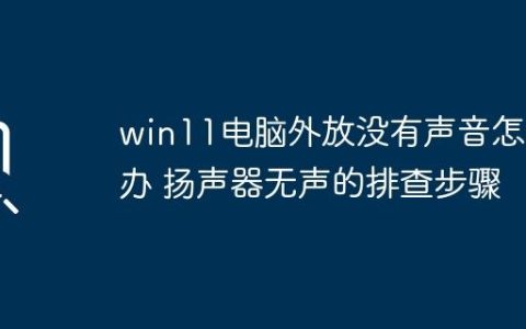 win11电脑外放没有声音怎么办 扬声器无声的排查步骤