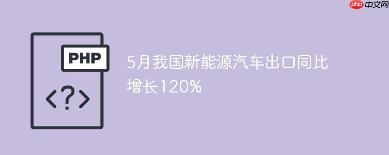 5月我国新能源汽车出口同比增长120%