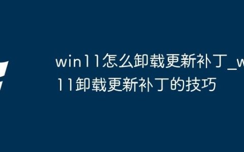 win11怎么卸载更新补丁_win11卸载更新补丁的技巧