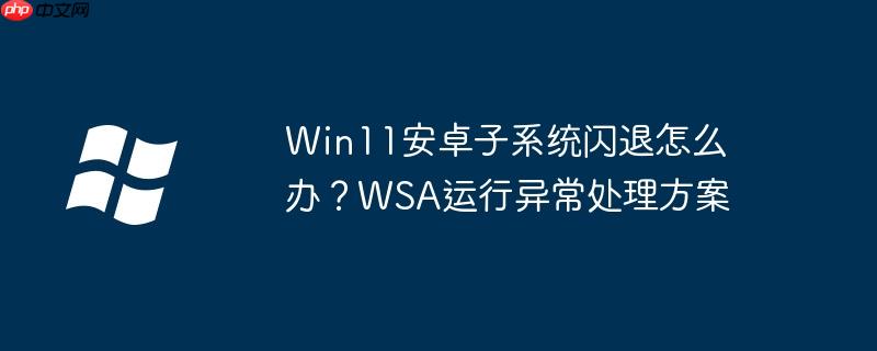 Win11安卓子系统闪退怎么办?WSA运行异常处理方案