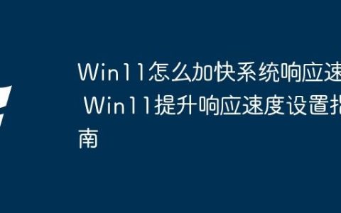 Win11怎么加快系统响应速度 Win11提升响应速度设置指南